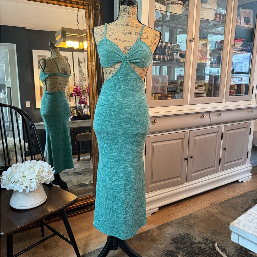 SHEIN Backless Teal Dress